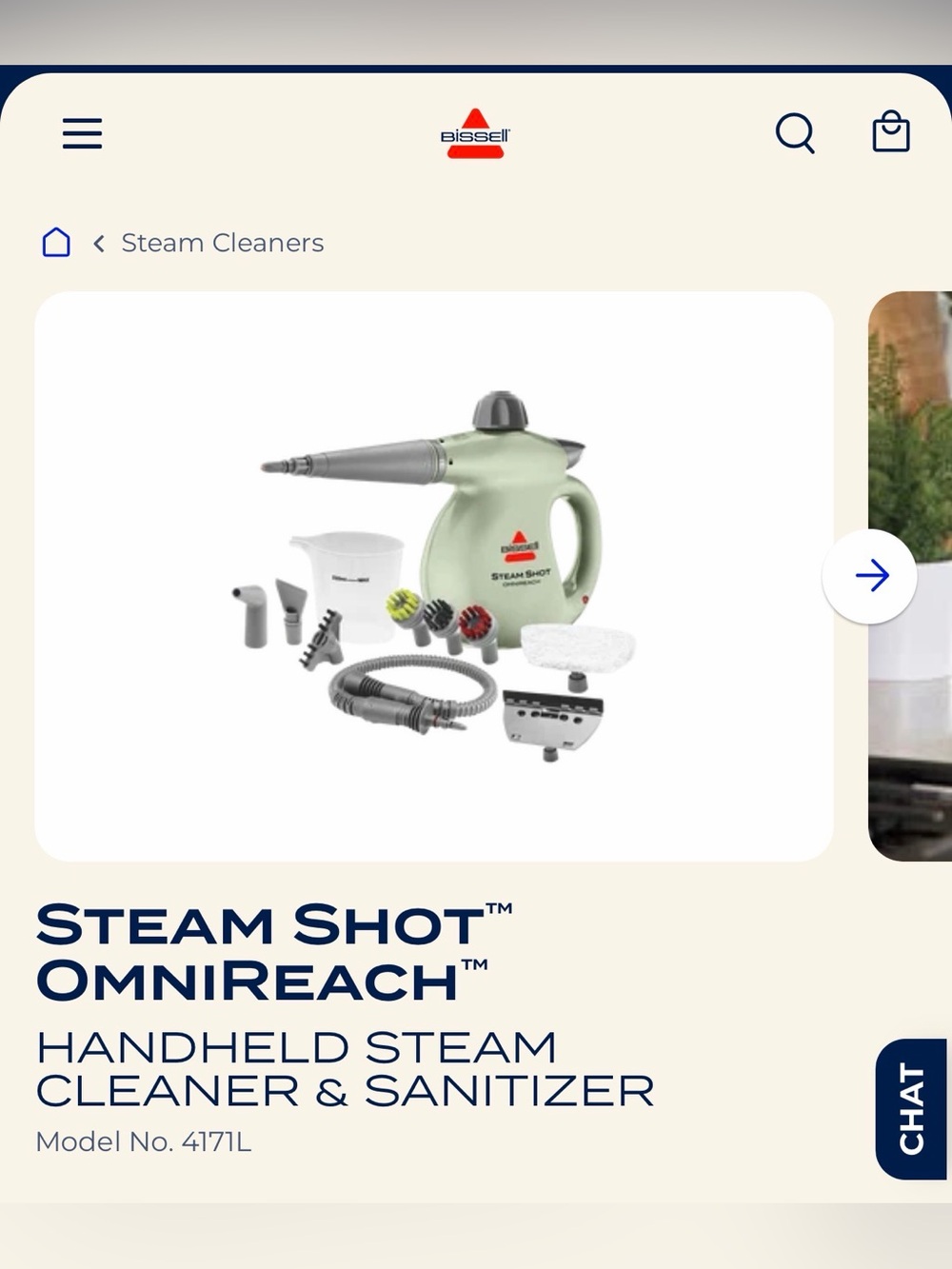 Bissell Steam Shot Handheld Steam Cleaner in Light Green and Gray